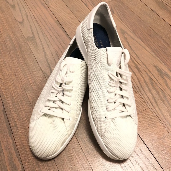 cole haan mens white leather sneakers